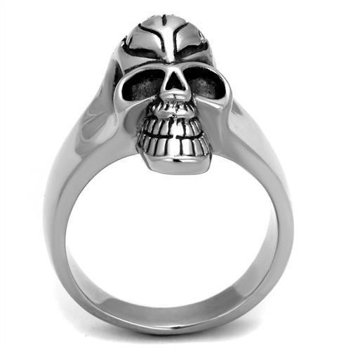 TK2324 - High polished (no plating) Stainless Steel Ring with Epoxy in Jet