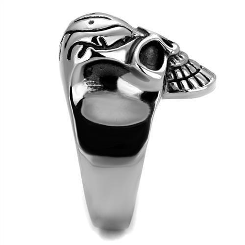 TK2324 - High polished (no plating) Stainless Steel Ring with Epoxy in Jet