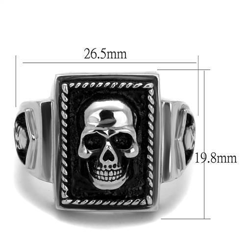 TK2326 - High polished (no plating) Stainless Steel Ring with Epoxy in Jet