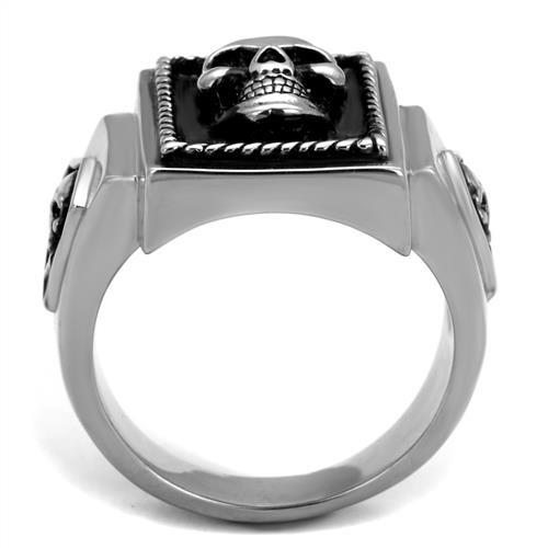 TK2326 - High polished (no plating) Stainless Steel Ring with Epoxy in Jet