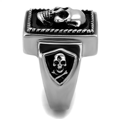 TK2326 - High polished (no plating) Stainless Steel Ring with Epoxy in Jet