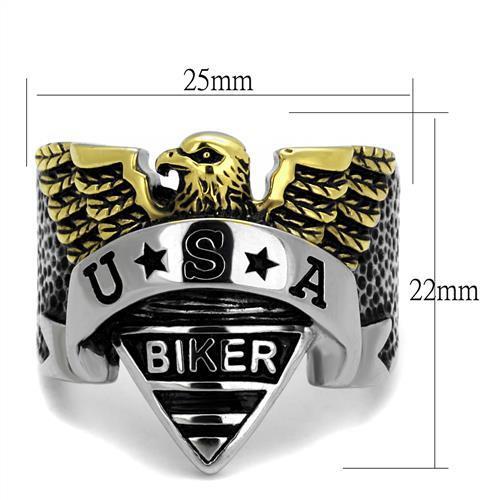 TK2327 - Two-Tone IP Gold (Ion Plating) Stainless Steel Ring with Epoxy in Jet