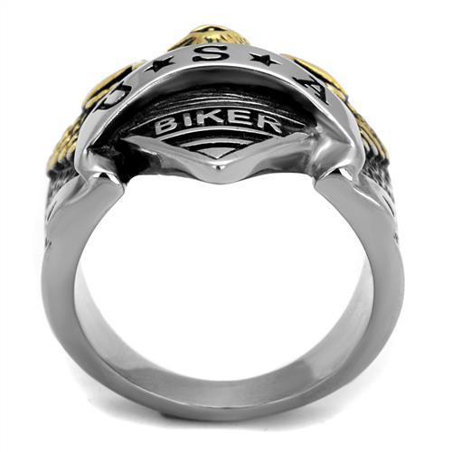 TK2327 - Two-Tone IP Gold (Ion Plating) Stainless Steel Ring with Epoxy in Jet