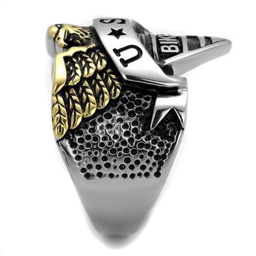TK2327 - Two-Tone IP Gold (Ion Plating) Stainless Steel Ring with Epoxy in Jet