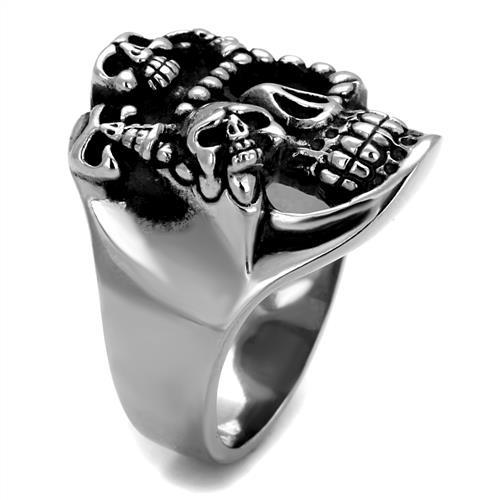 TK2329 - High polished (no plating) Stainless Steel Ring with Epoxy in Jet