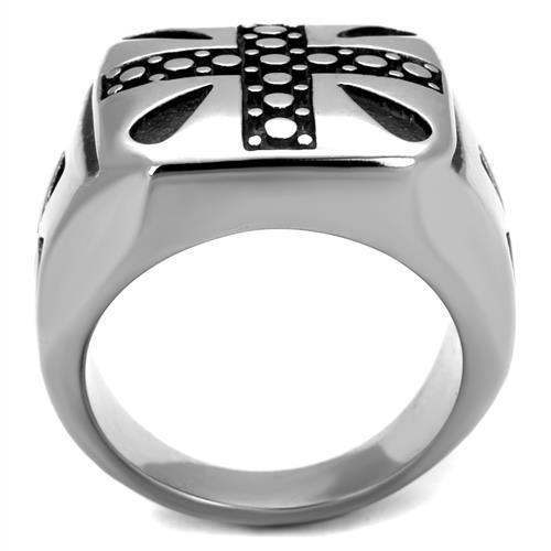 TK2331 - High polished (no plating) Stainless Steel Ring with Epoxy in Jet