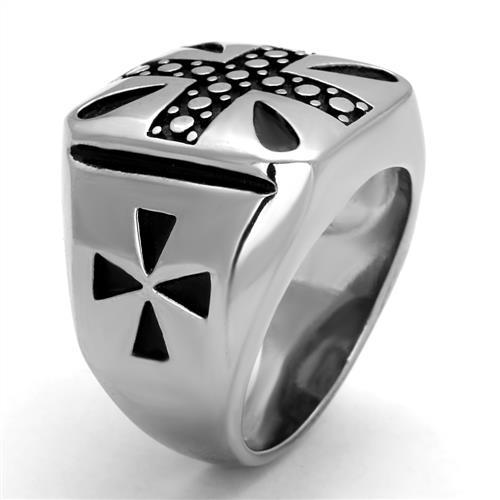 TK2331 - High polished (no plating) Stainless Steel Ring with Epoxy in Jet