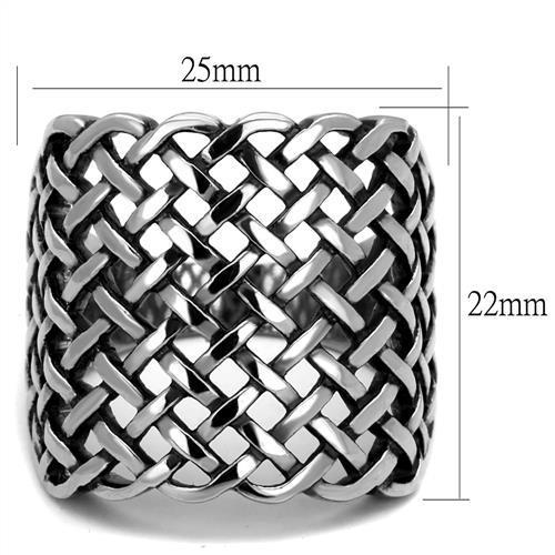 TK2333 - High polished (no plating) Stainless Steel Ring with Epoxy in Jet