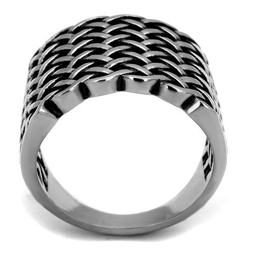 TK2333 - High polished (no plating) Stainless Steel Ring with Epoxy in Jet