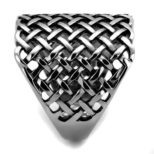 TK2333 - High polished (no plating) Stainless Steel Ring with Epoxy in Jet