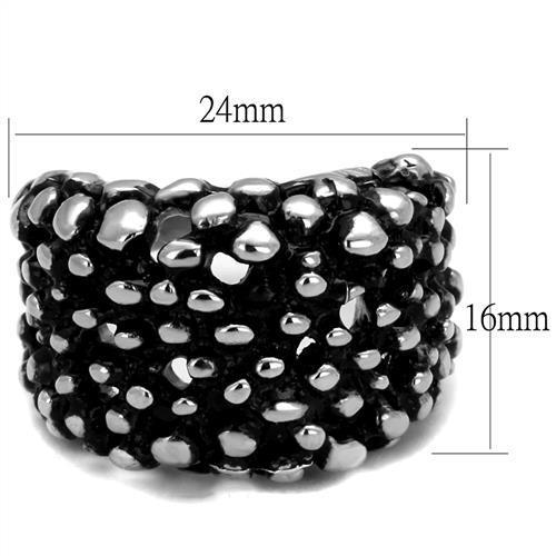 TK2334 - High polished (no plating) Stainless Steel Ring with Epoxy in Jet