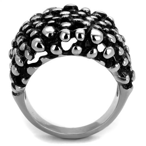 TK2334 - High polished (no plating) Stainless Steel Ring with Epoxy in Jet