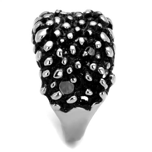 TK2334 - High polished (no plating) Stainless Steel Ring with Epoxy in Jet