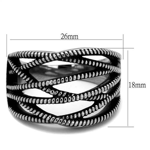 TK2335 - High polished (no plating) Stainless Steel Ring with Epoxy in Jet