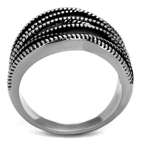 TK2335 - High polished (no plating) Stainless Steel Ring with Epoxy in Jet