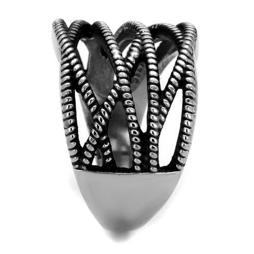TK2335 - High polished (no plating) Stainless Steel Ring with Epoxy in Jet