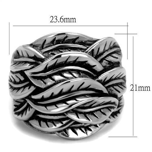 TK2336 - High polished (no plating) Stainless Steel Ring with Epoxy in Jet