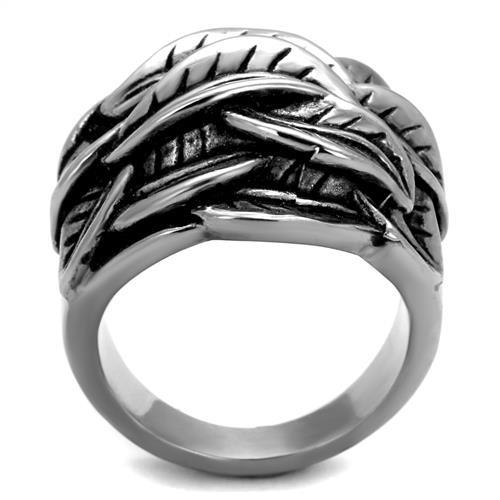 TK2336 - High polished (no plating) Stainless Steel Ring with Epoxy in Jet