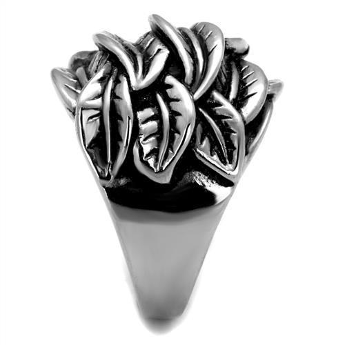 TK2336 - High polished (no plating) Stainless Steel Ring with Epoxy in Jet