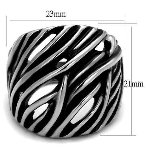 TK2338 - High polished (no plating) Stainless Steel Ring with Epoxy in Jet
