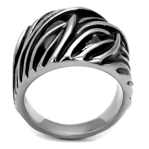 TK2338 - High polished (no plating) Stainless Steel Ring with Epoxy in Jet