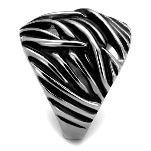 TK2338 - High polished (no plating) Stainless Steel Ring with Epoxy in Jet