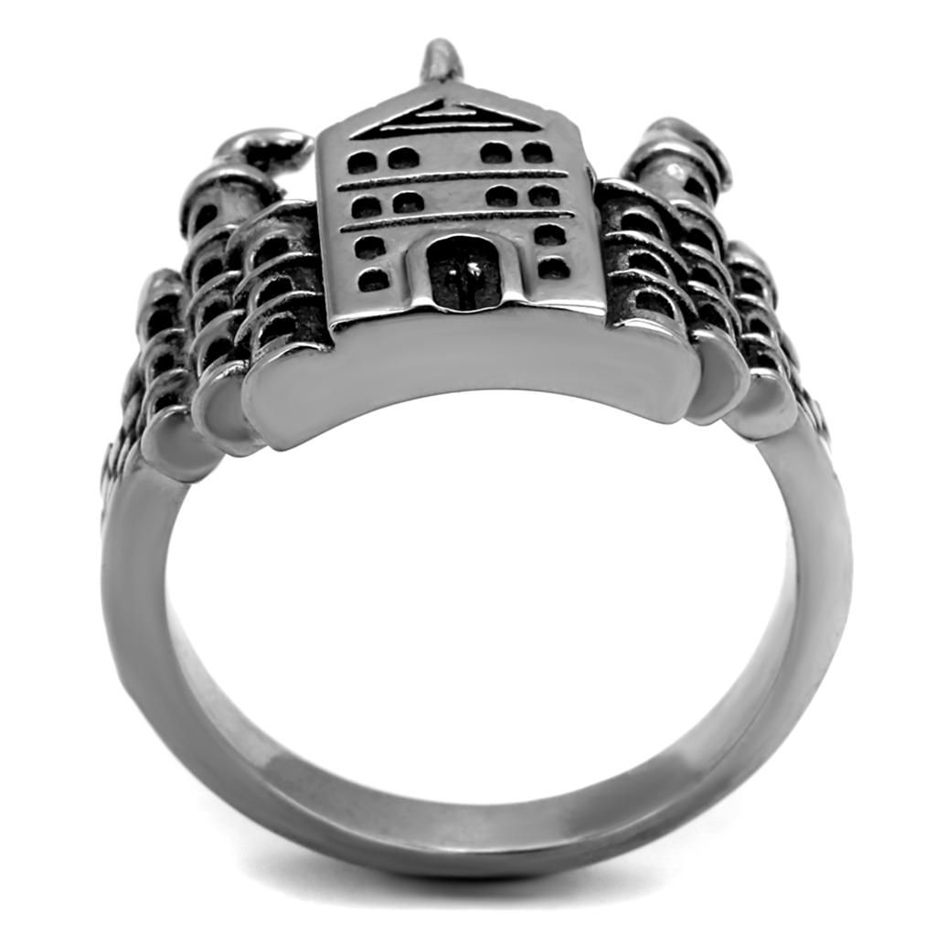 TK2340 - High polished (no plating) Stainless Steel Ring with Epoxy in Jet