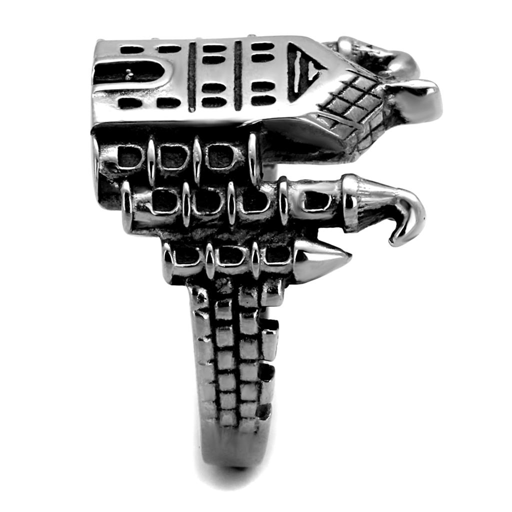TK2340 - High polished (no plating) Stainless Steel Ring with Epoxy in Jet
