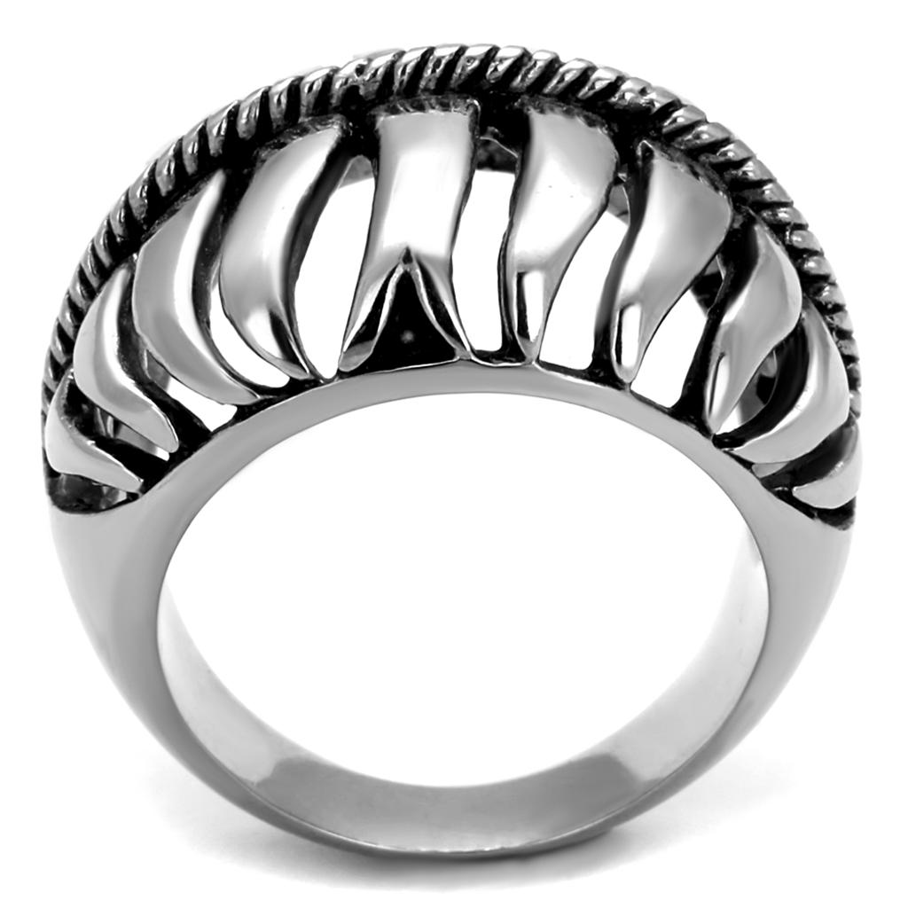 TK2341 - High polished (no plating) Stainless Steel Ring with Epoxy in Jet