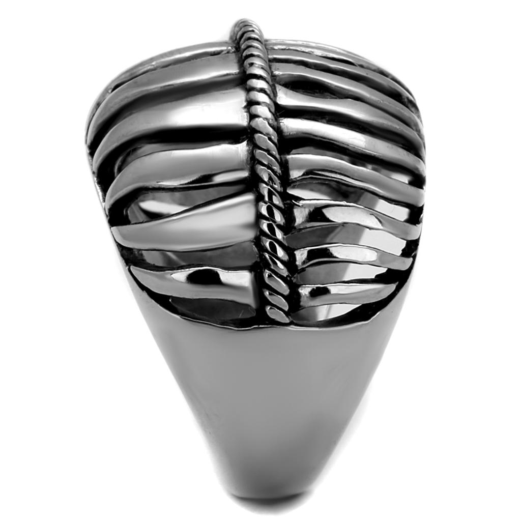 TK2341 - High polished (no plating) Stainless Steel Ring with Epoxy in Jet