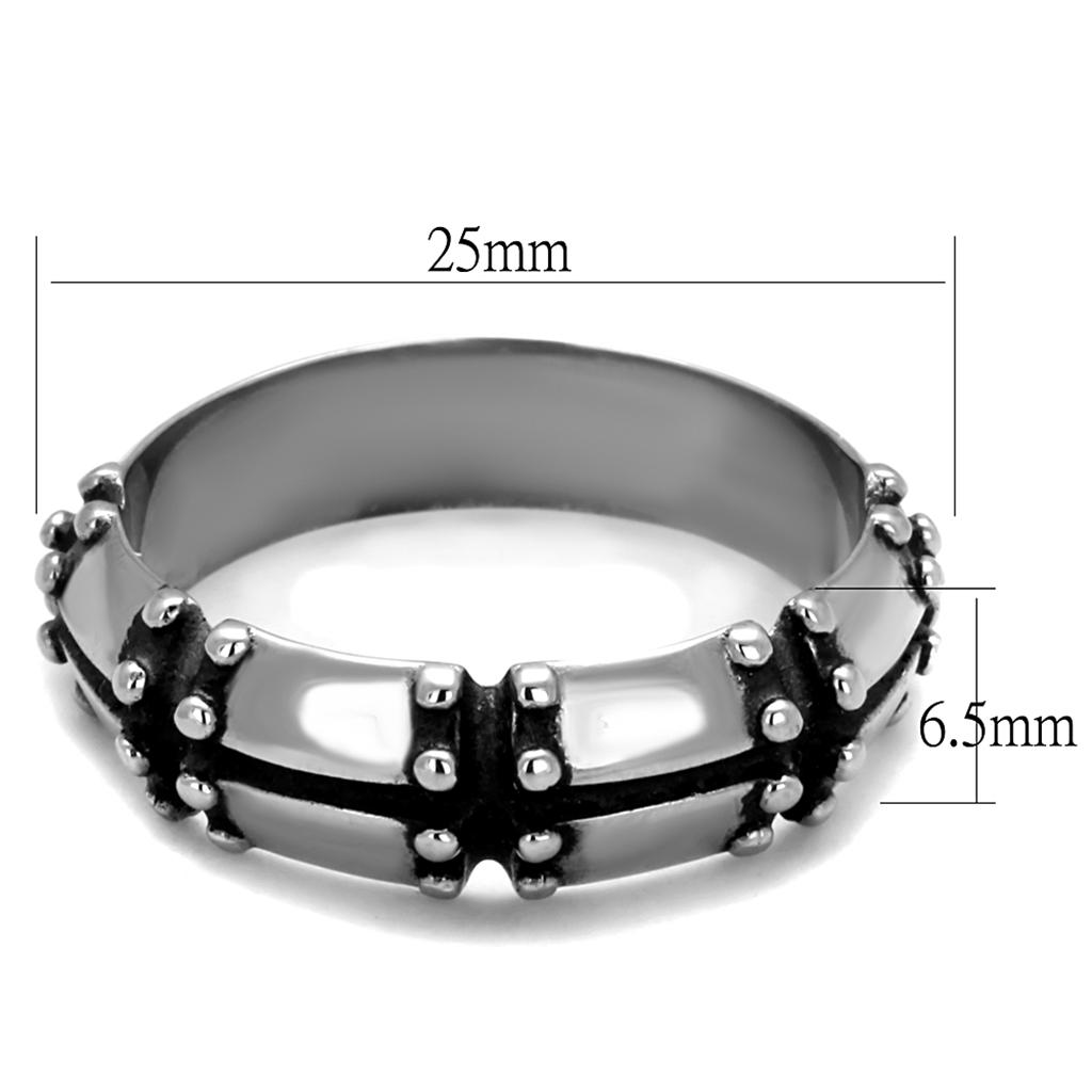 TK2342 - High polished (no plating) Stainless Steel Ring with Epoxy in Jet