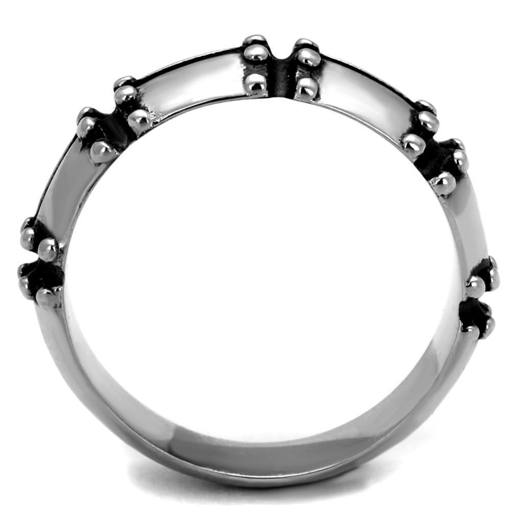 TK2342 - High polished (no plating) Stainless Steel Ring with Epoxy in Jet