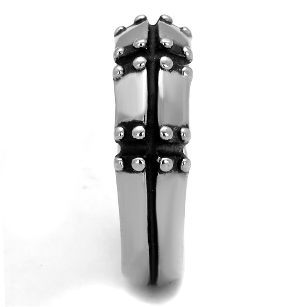 TK2342 - High polished (no plating) Stainless Steel Ring with Epoxy in Jet