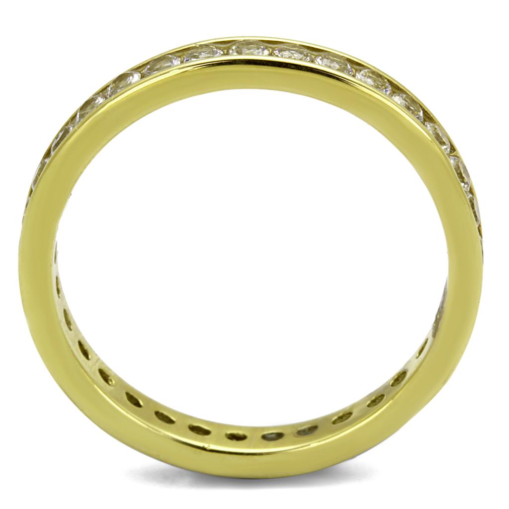 TK2343G - IP Gold(Ion Plating) Stainless Steel Ring with AAA Grade CZ in Clear