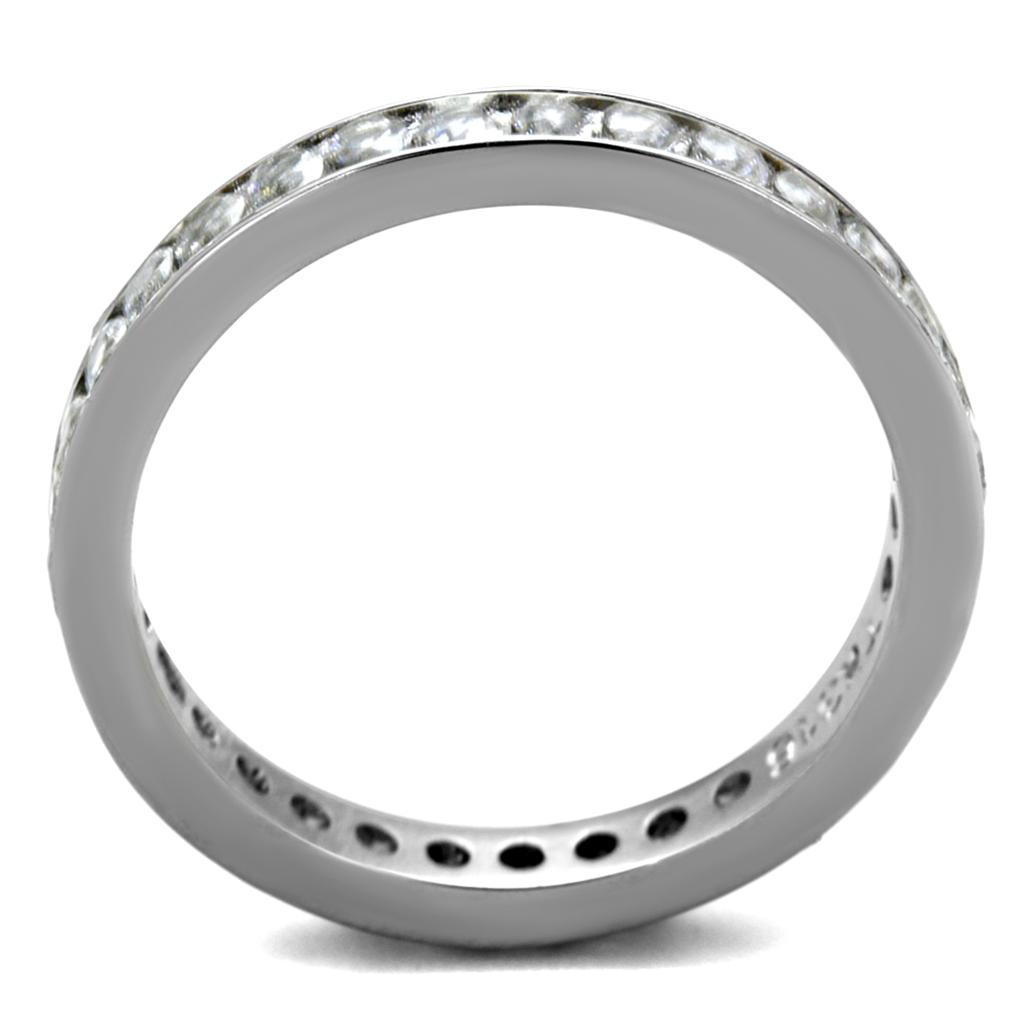 TK2343 - High polished (no plating) Stainless Steel Ring with AAA Grade CZ in Clear