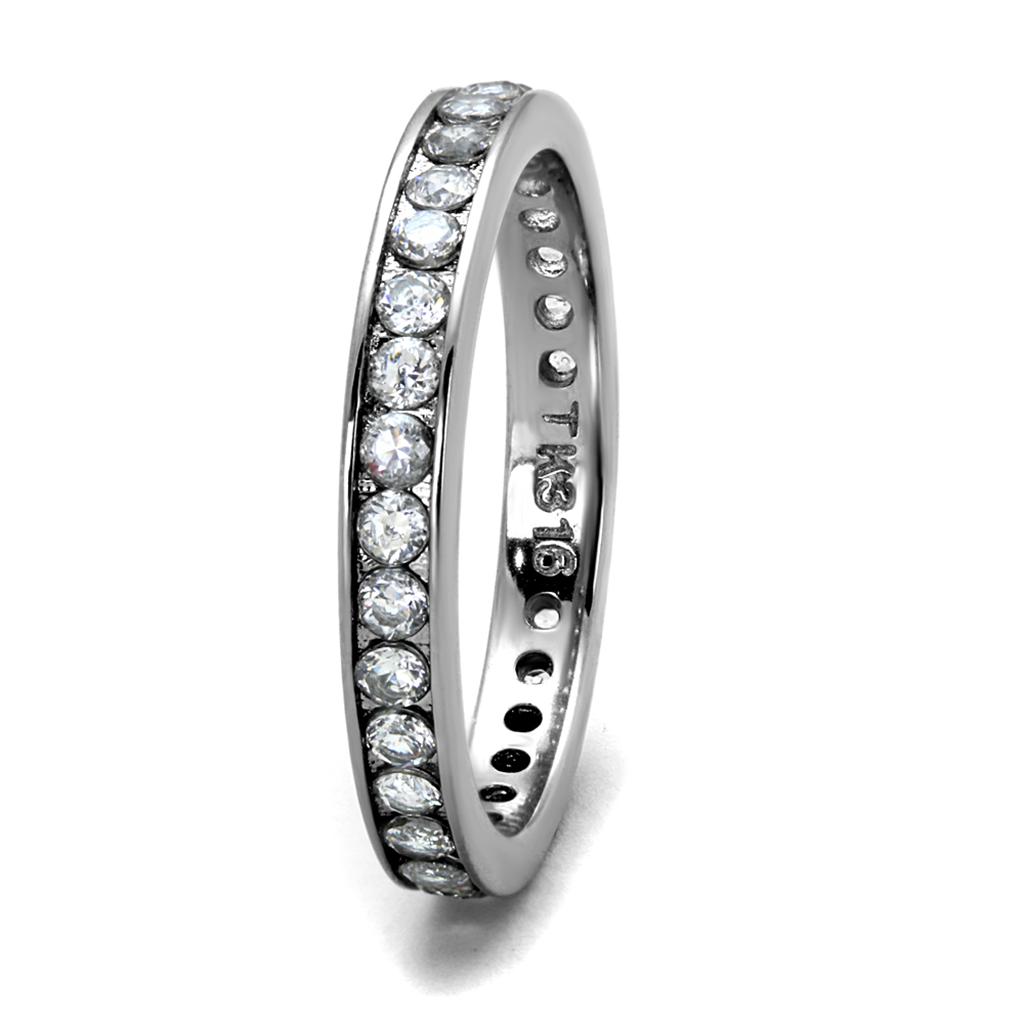 TK2343 - High polished (no plating) Stainless Steel Ring with AAA Grade CZ in Clear