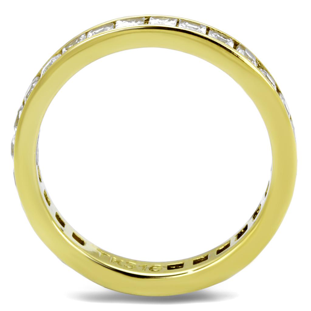 TK2344G - IP Gold(Ion Plating) Stainless Steel Ring with AAA Grade CZ in Clear