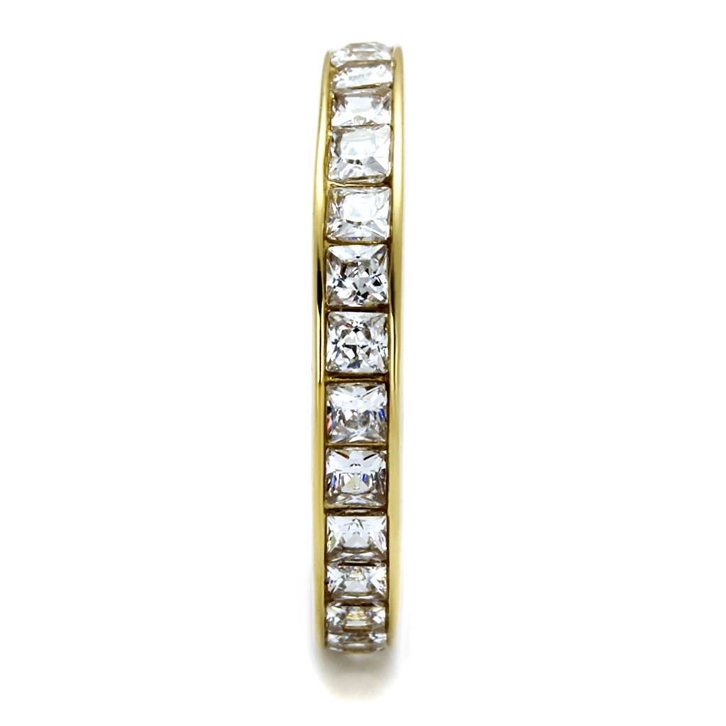 TK2344G - IP Gold(Ion Plating) Stainless Steel Ring with AAA Grade CZ in Clear