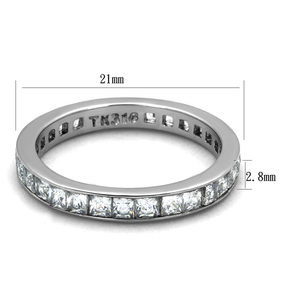 TK2344 - High polished (no plating) Stainless Steel Ring with AAA Grade CZ in Clear