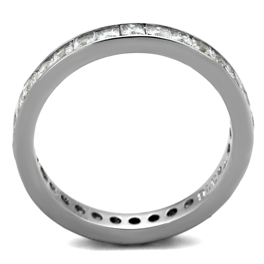 TK2344 - High polished (no plating) Stainless Steel Ring with AAA Grade CZ in Clear