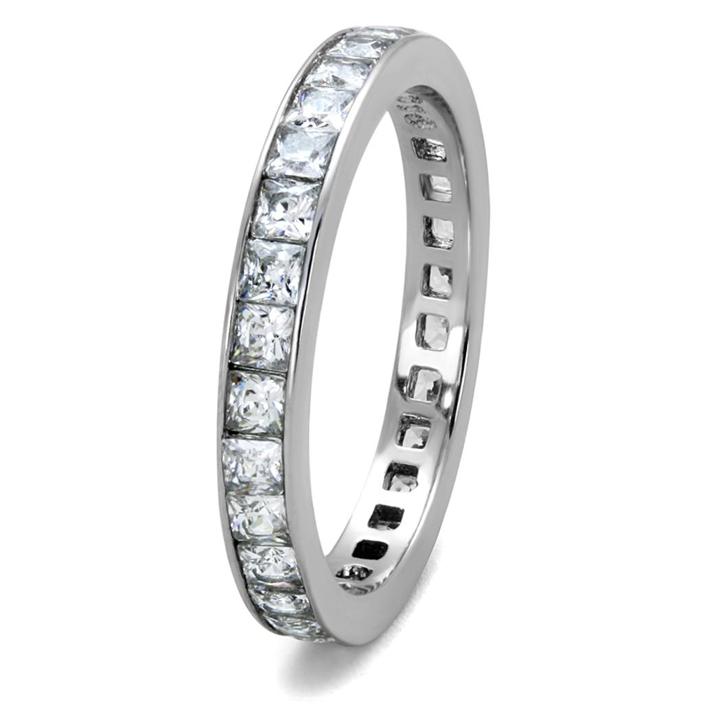 TK2344 - High polished (no plating) Stainless Steel Ring with AAA Grade CZ in Clear