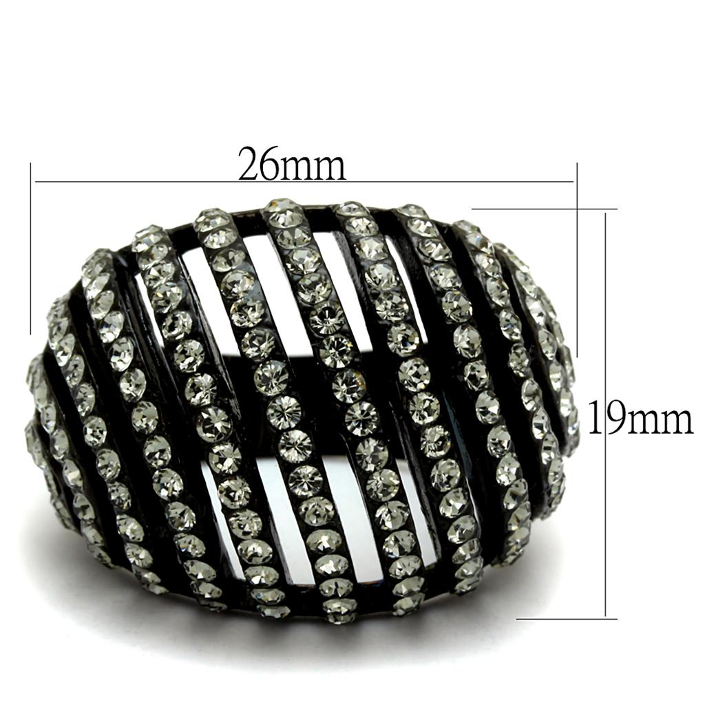 TK2345 - IP Black(Ion Plating) Stainless Steel Ring with Top Grade Crystal in Black Diamond