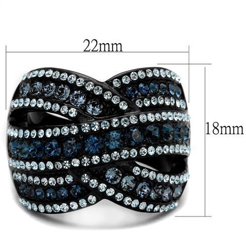 TK2352 - IP Black(Ion Plating) Stainless Steel Ring with Top Grade Crystal in Montana