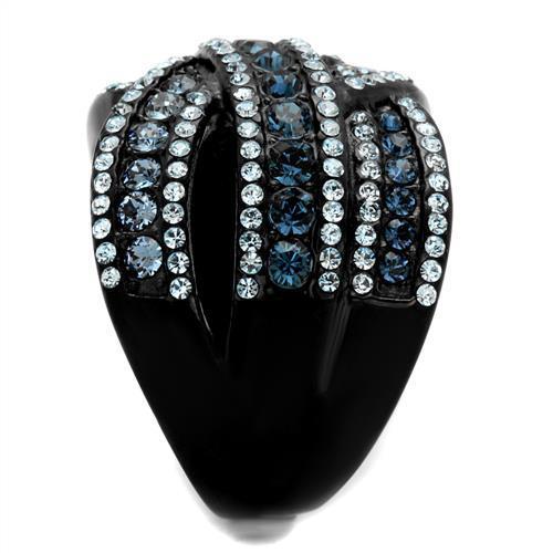 TK2352 - IP Black(Ion Plating) Stainless Steel Ring with Top Grade Crystal in Montana