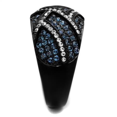 TK2353 - IP Black(Ion Plating) Stainless Steel Ring with Top Grade Crystal in Montana