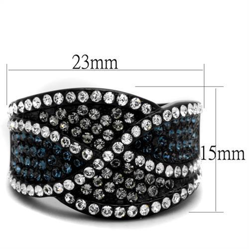 TK2357 - IP Black(Ion Plating) Stainless Steel Ring with Top Grade Crystal in Montana