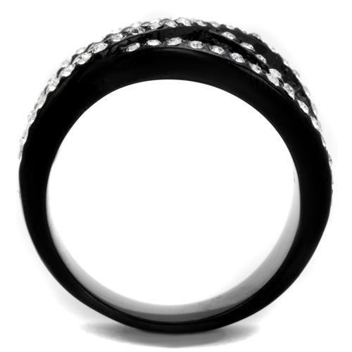 TK2357 - IP Black(Ion Plating) Stainless Steel Ring with Top Grade Crystal in Montana