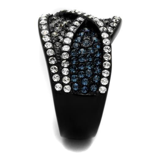 TK2357 - IP Black(Ion Plating) Stainless Steel Ring with Top Grade Crystal in Montana
