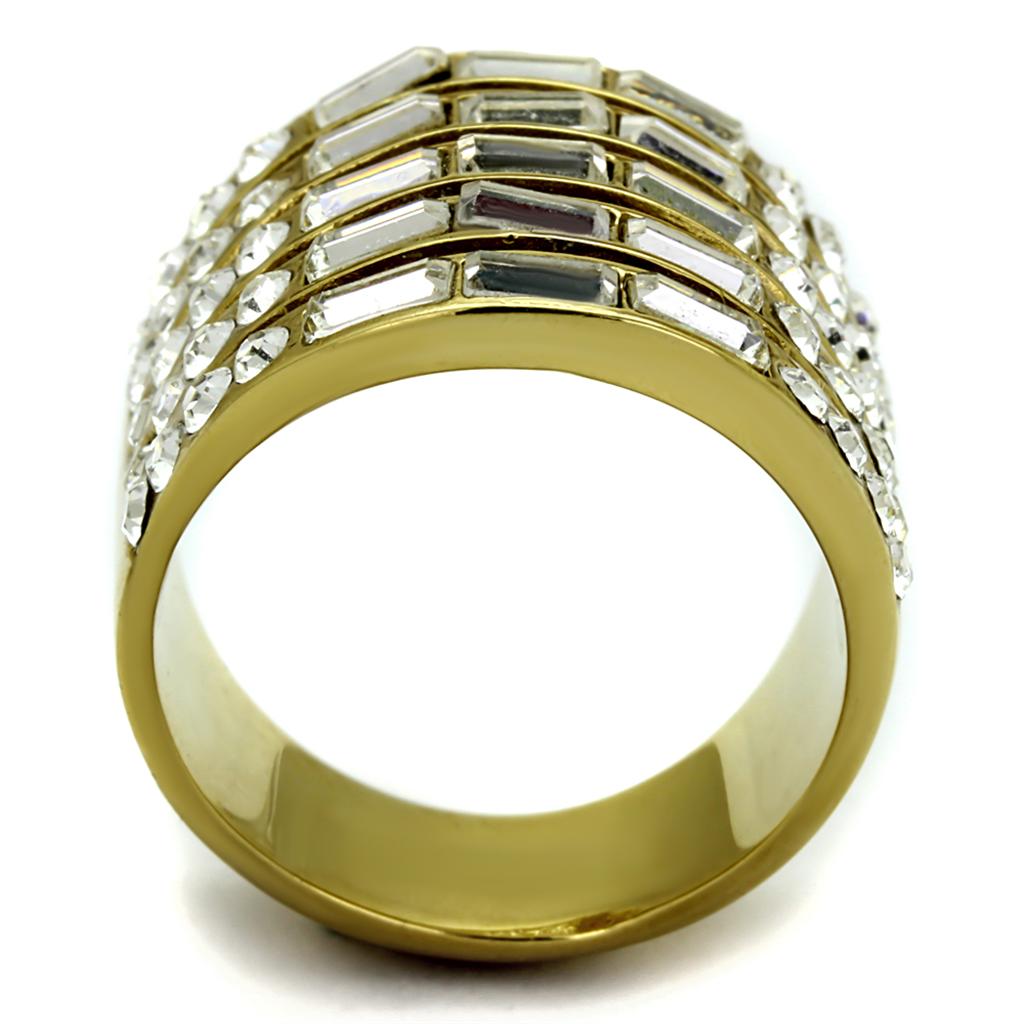 TK2362 - IP Gold(Ion Plating) Stainless Steel Ring with Top Grade Crystal in Clear