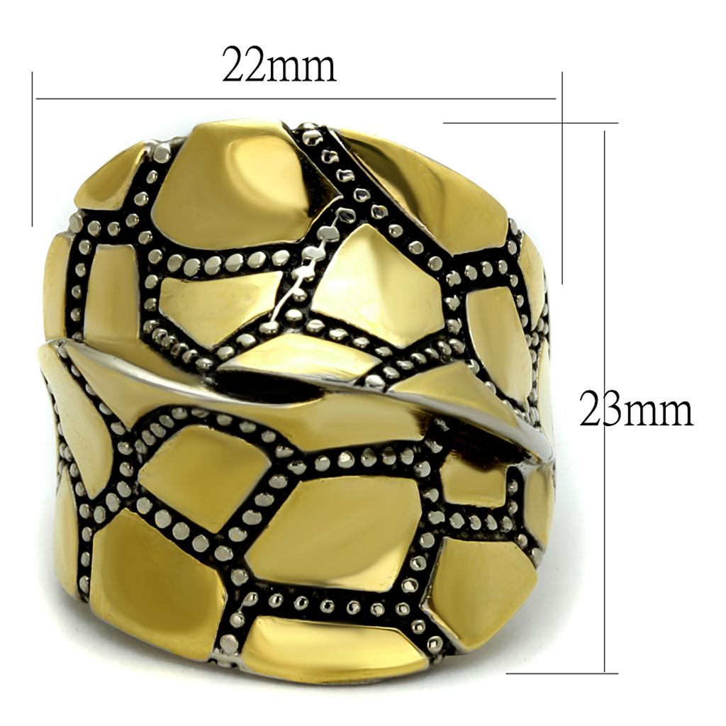 TK2368 - Two-Tone IP Gold (Ion Plating) Stainless Steel Ring with Epoxy in Jet